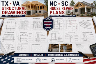 create texas virginia structural drawings and nc sc house repair plans