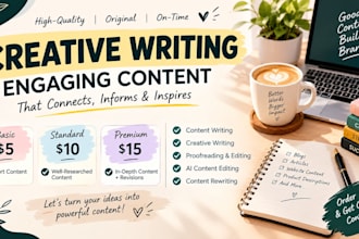 write engaging content, creative writing and edit ai content