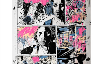 draw comic book pages, comic illustration and graphic novel