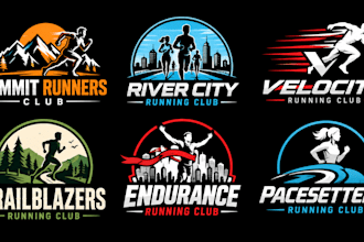 design a professional running, marathon, fitness, sports team running club logo