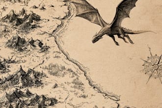 create fantasy, retro and vintage, dnd map for board games