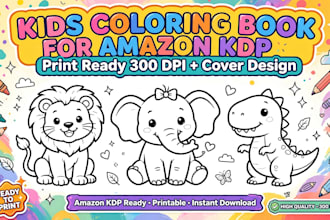 create kids coloring book for KDP and modern favicon and website icon