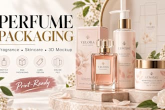 do perfume, fragrance, and skincare packaging, cosmetic labels, with 3d mockup