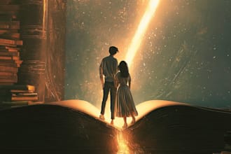 design romantic couple book cover illustration