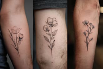 do floral and minimalist tattoo design