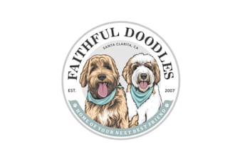 make adorable friendly happy logo for our puppy dog business