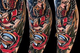 create a unique blackwork or line art tattoo design
