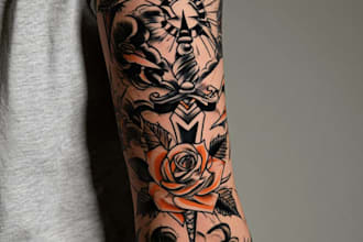 draw a custom tattoo illustration and unique tattoo design