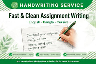 do english and bangla handwriting , assignment and notes