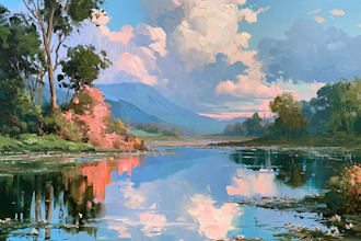 hand paint a custom landscape oil painting on canvas