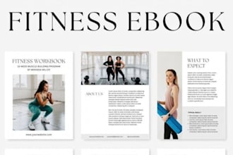 design fitness ebook pdf lead magnet, workout plan gym ebook pdf
