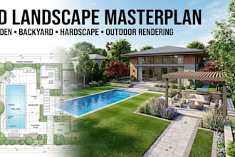 do 3d landscape masterplan garden design backyard hardscape and outdoor render