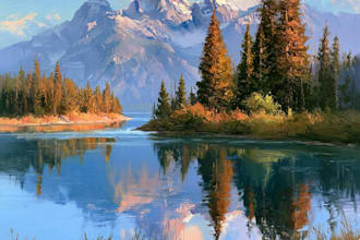 paint a custom landscape in oil with free shipping