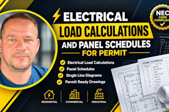 design electrical load calculations and panel schedules for permit