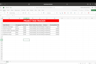create a professional project task and timeline tracker in excel