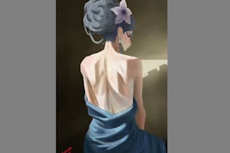 make half body character digital illustration