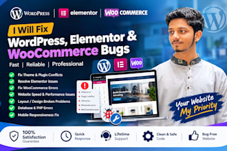 fix wordpress, elementor and woocommerce bugs