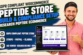 build an fda compliant woocommerce peptide website, reserach peptide website
