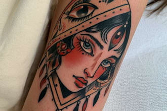 draw a custom tattoo illustration and unique tattoo design