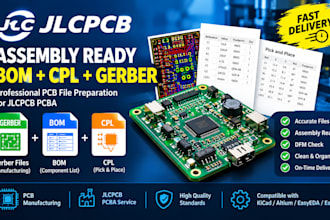 prepare jlcpcb assembly ready bom, cpl and gerber files for your pcb