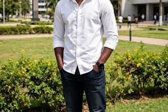 change photo background to realistic campus, office, grad