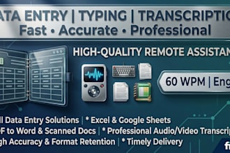 professionally type, transcribe, and enter data