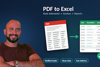 convert PDF bank statements and invoices to excel with verified totals