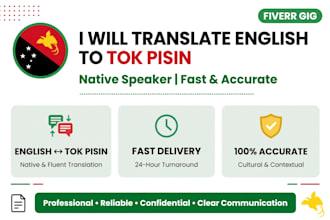 translate english to tokpisin and tokpisin to english