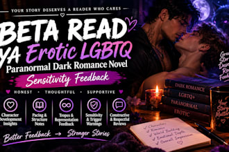 beta ya erotic lgbtq paranomal dark romance novel sensitivity feedback