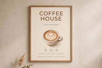 design aesthetic cafe poster, menu and instagram post for your cafe