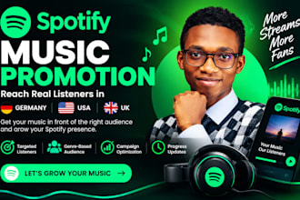 promote spotify music promotion to german, USA and uk active listeners