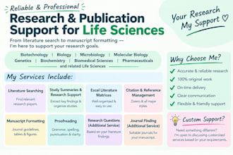do life science literature review, research, citations and manuscript formatting