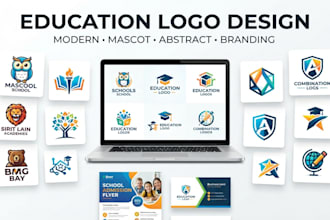 education school college academy logo branding kit flyer