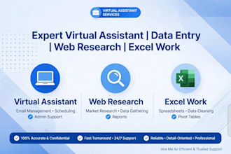 be your expert virtual assistant for data entry and web research