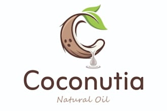design premium custom and coconut logo for tropical brand