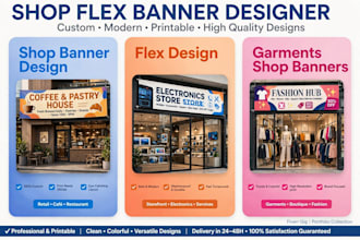 design professional store front banner, shop signage and flex design