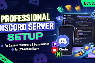 setup a professional discord server with bots and design
