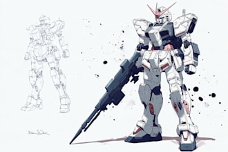make gundam character illustration