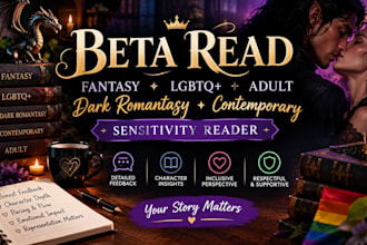 beta read fantasy lgbtq adult dark romantasy contemporary sensitivity reader