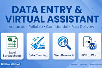 be your reliable virtual assistant for data entry, web research and admin
