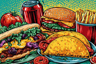 make a food pop art illustration
