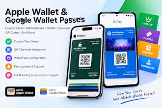develop apple wallet and google wallet passes, loyalty cards and qr codes