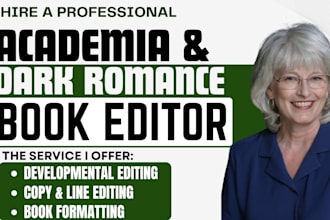 proofread, format or line editing for dark academia developmental book editor