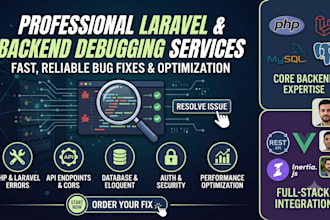 debug and fix laravel PHP errors and API issues
