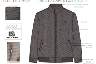 create professional apparel tech packs and marketing materials