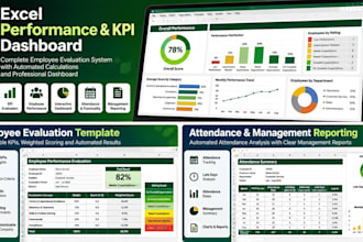 create a professional excel performance and KPI dashboard