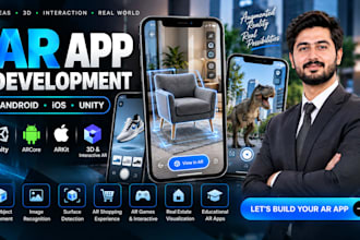 build ar augmented reality app for android and ios with unity, arcore, arkit
