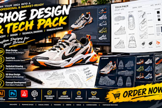 design shoe footwear sneakers tech pack heels for manufacturing techpack design