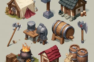 create stunning 2d game icons, items or props