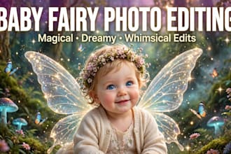 edit your baby photo into a cute fairy with wings and magical background